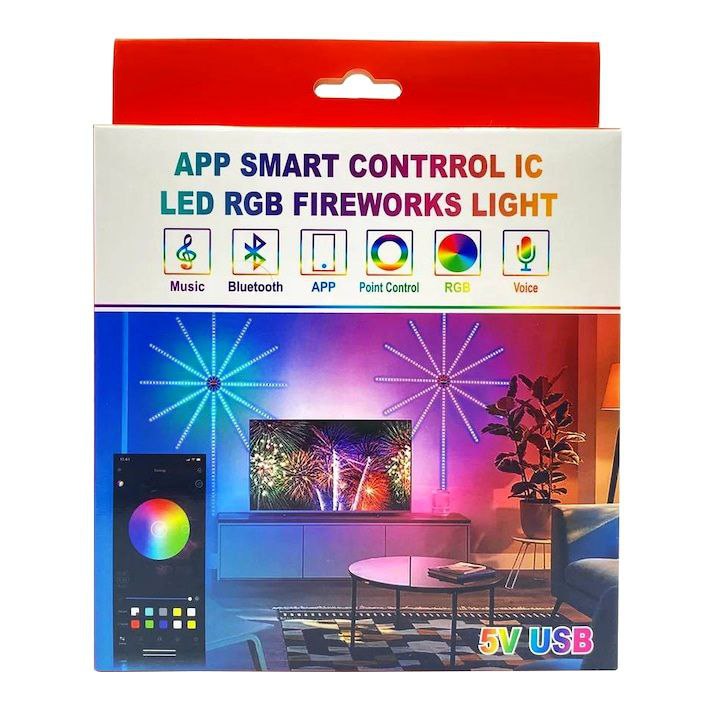 LUZ LED DE FUEGOS ARTIFICIALES NAVIEÑA RGB APLICACION DE CONTROL INTELIGENTE IC PARA INTERIORES