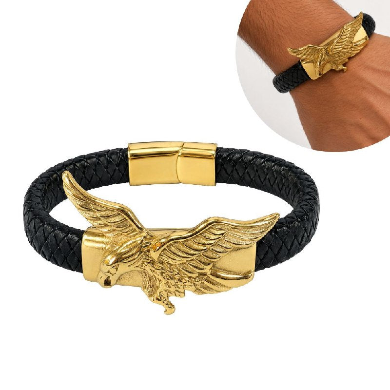 PULSERA DE ENCHAPE PARA CABALLERO CON DISEÑO DE AGUILA 24CM