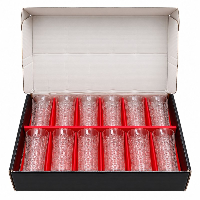 SET DE 12 VASOS DE VIDRIO CON RELIEVE RECORATIVO SAFWAN 12CM