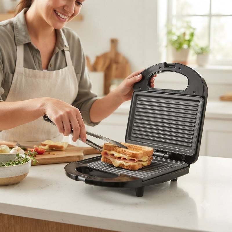 MAQUINA SANDWICHERA ELECTRICA DE ALTA POTENCIA 750W Y REVESTIMIENTO ANTIADHERENTE RAF