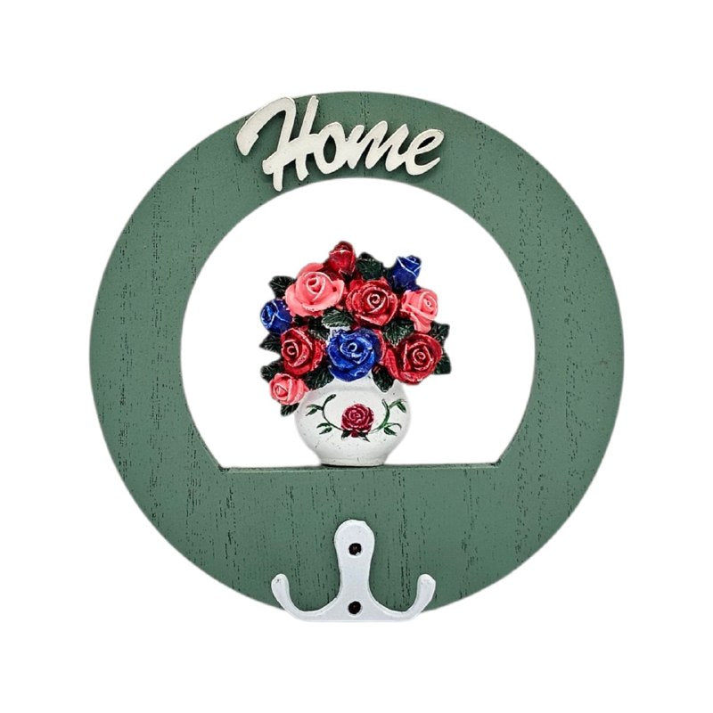 PORTA LLAVES, LLAVERO DECORATIVO PARA LLAVES, SOMBREROS, CORREAS, ETC DE BASE DE MADERA 16CM