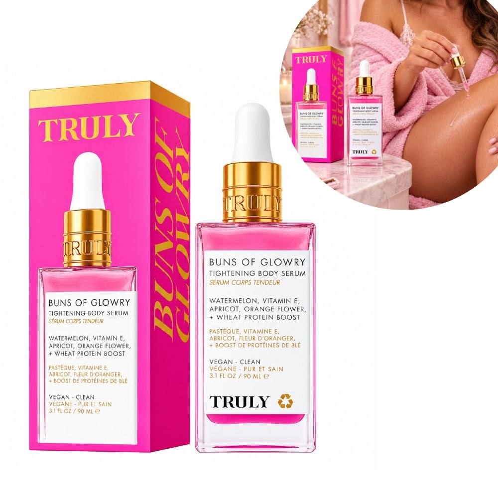 SÉRUM CORPORAL REAFIRMANTE CON SANDÍA, VITAMINA E, ALBARICOQUE, NARANJA Y PROTEÍNA DE TRIGO BUNS OF GLOWRY TRULY 90ML