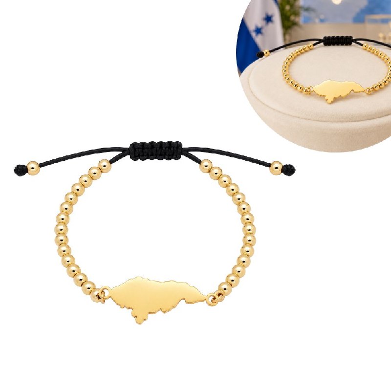PULSERA DE ENCHAPE ELASTICA PARA DAMA CON DISEÑO DE HONDURAS