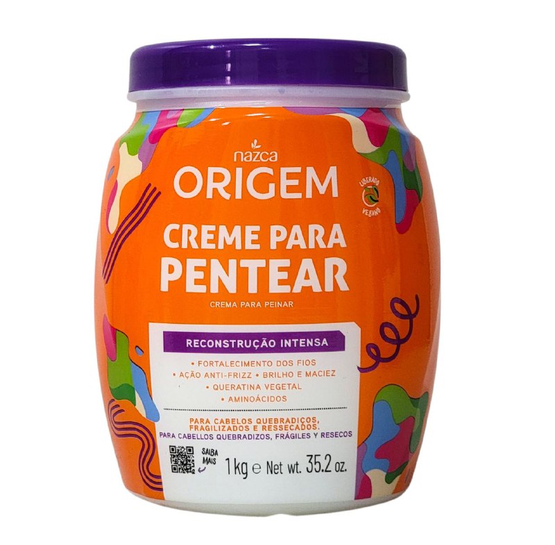 CREMA PARA PEINAR PARA CABELLOS QUEBRADIZOS FRAGILES Y RESECOS CON QUERATINA VEGETAL Y AMINOACIDOS NAZCA ORIGEM 1KG