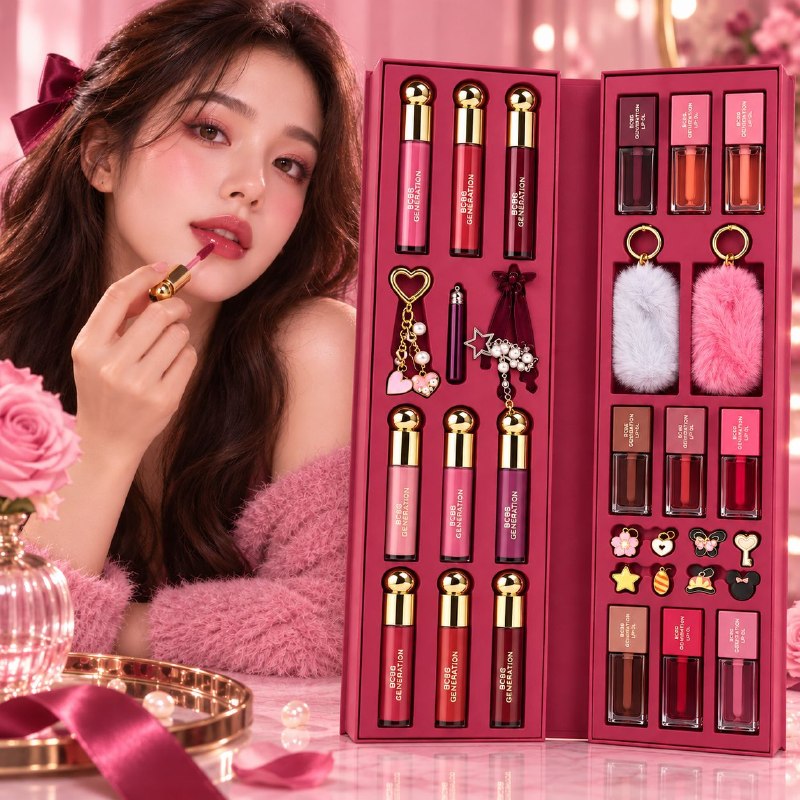 SET DE MAQUILLAJE DE LUJO PARA LABIOS  DE 31 PIEZAS CON LIP GLOSS, LIP OILS Y ACCESORIOS DECORATIVOS BCB GENERATION