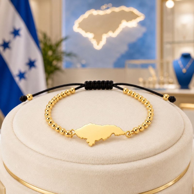 PULSERA DE ENCHAPE ELASTICA PARA DAMA CON DISEÑO DE HONDURAS