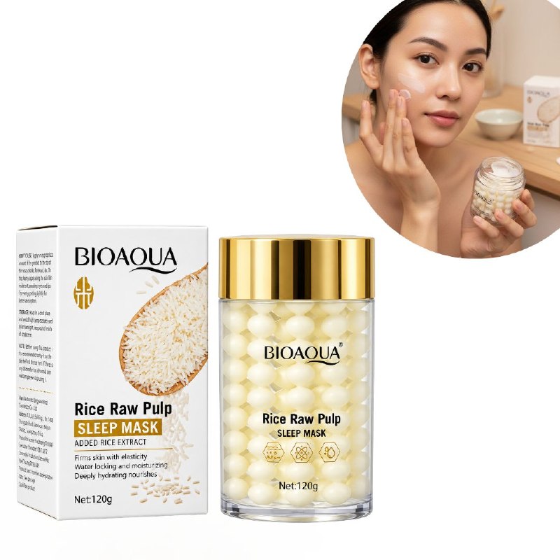 MASCARILLA FAICAL NOCTURNA HIDRATANTE E ILUMINADORA DE PULPA CRUDA DE ARROZ BIOAQUA 120G