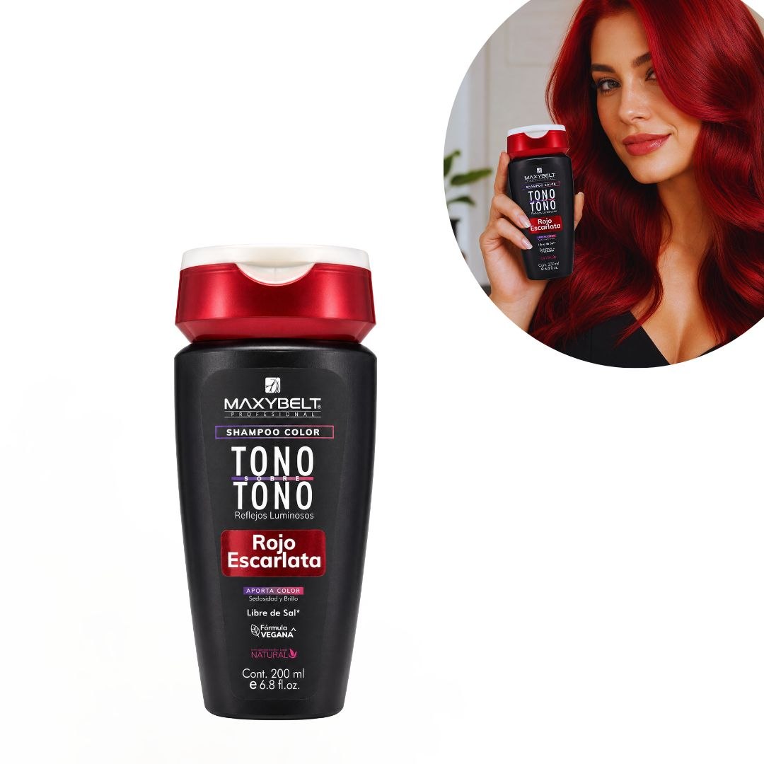 SHAMPOO DE COLOR TONO SOBRE TONO ROJO ESCARLATA MAXYBELT PROFESSIONAL 200ML 1 UND