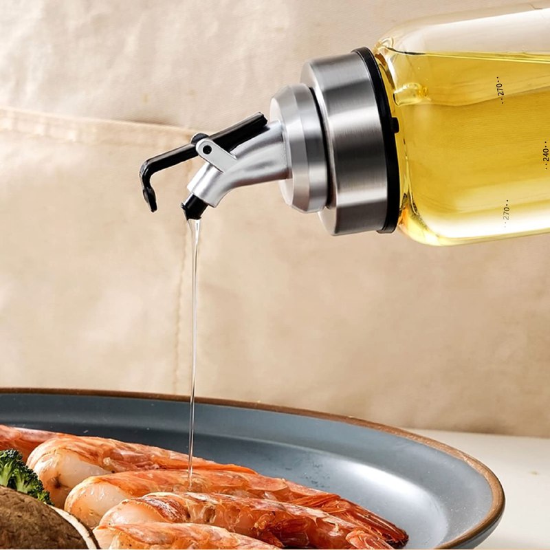 BOTELLA DISPENSADORA DE ACEITE, DISPENSADOR MULTIFUNCIONAL ACEITE, VINAGRE Y SALSA DE JOYA, A PRUEBA DE FUGAS, VIDRIO RESISTENTE, ACERO INOXIDABLE DURADERO, FACIL RELLENADO EXCALIBIR 250ML