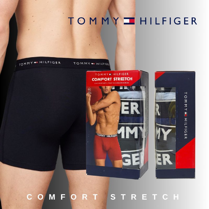 ROPA INTERIOR PARA CABALLERO TOMMY HILFIGER COMFORT STRETCH BOXER BRIEF 4 UNIDADES TALLA LARGE 36-38 (L)