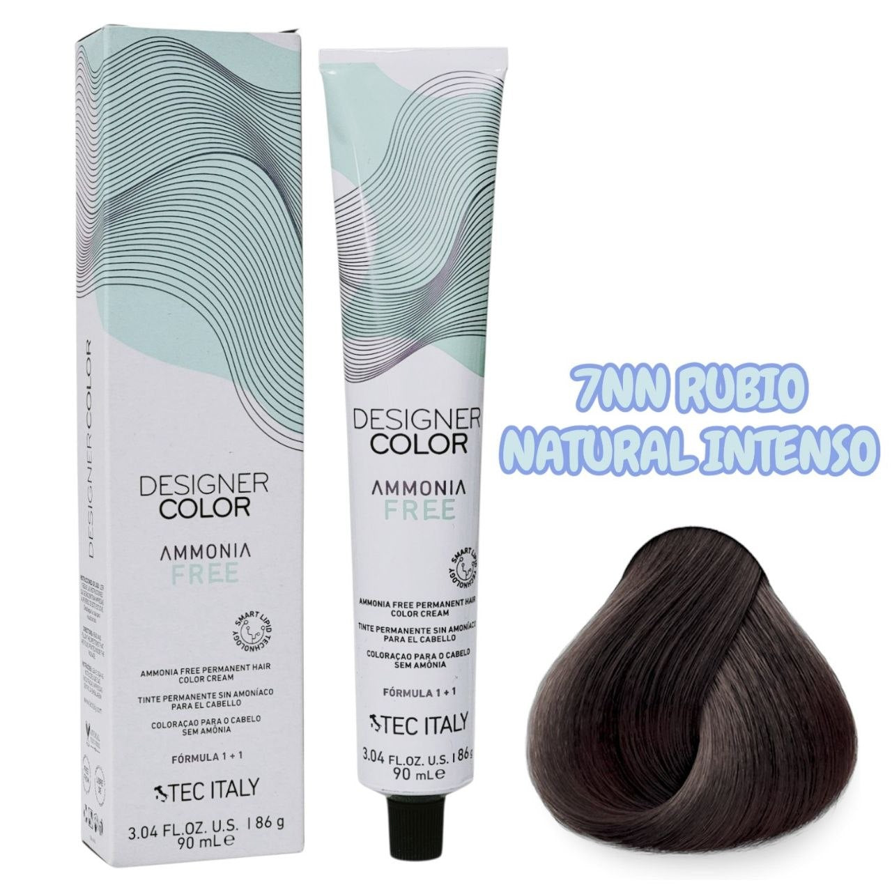 TINTE PERMANENTE CUIDA TU CABELLO Y OFRECE RESULTADOS CON TONO 7NN RUBIO NATURAL INTENSO  1+1 TEC ITALY 90ML