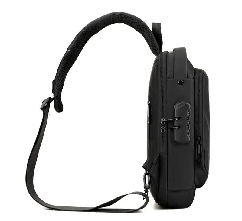 MOCHILA CRUZADA IMPERMEABLE PARA HOMBRES CON PUERTO USB