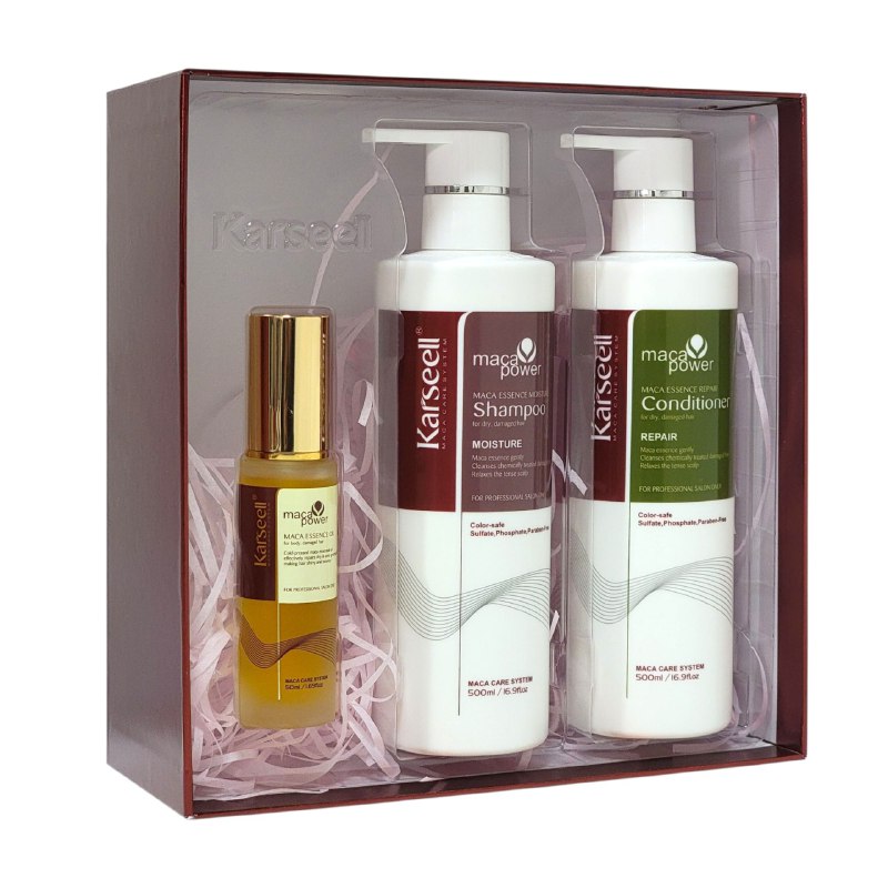 SET DE TRATAMIENTO PARA EL CABELLO HIDRATANTE Y REPARADOR DE ESENCIA DE MACA 3PCS KARSEELL