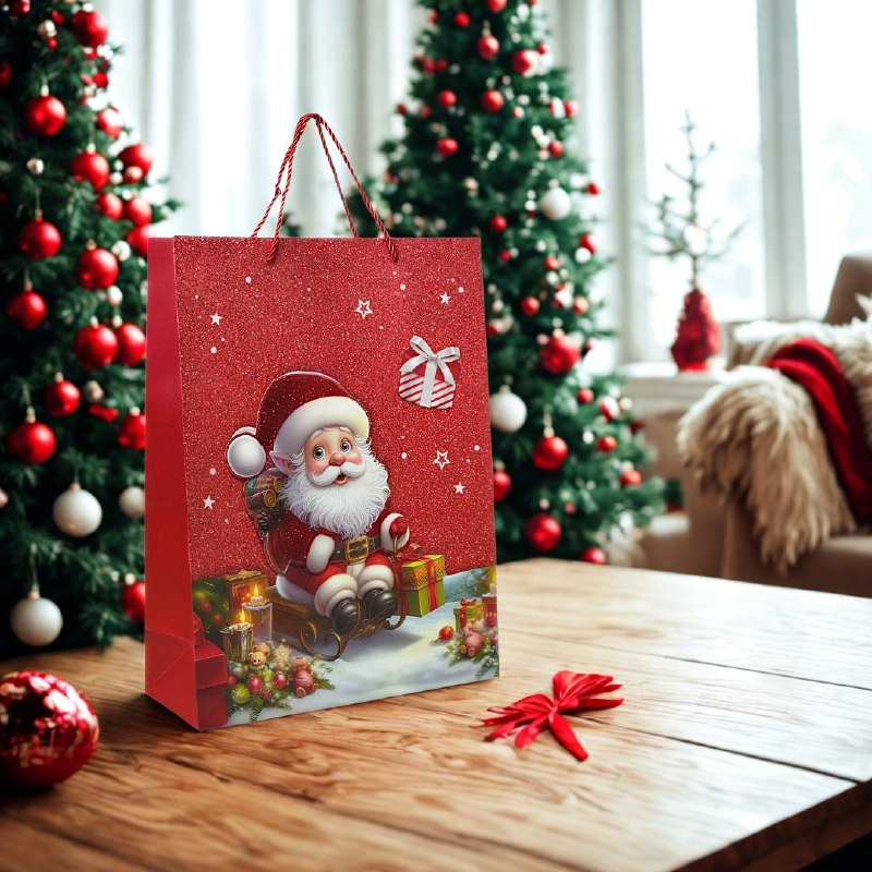 BOLSA DE REGALO NAVIDEÑA MEDIANA 32X26X10CM