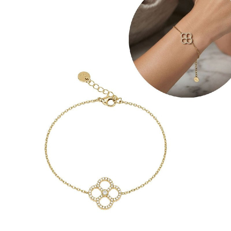 PULSERA DE ENCHAPE PARA DAMA CON DISEÑO DE FLOR 11CM