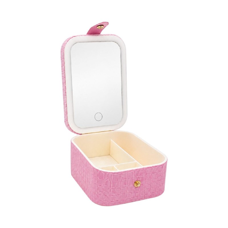ESPEJO DE MAQUILLAJE DE MESA CON LUZ LED Y ESTUCHE ORGANIZADOR 17.1X12.2CM