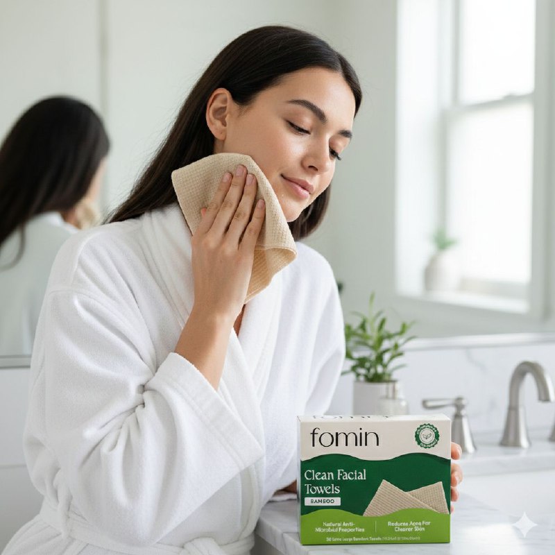 TOALLITAS FACIALES LIMPIADORAS DESECHABLES EXTRASUAVES DE BAMBU FOMIN 50UND
