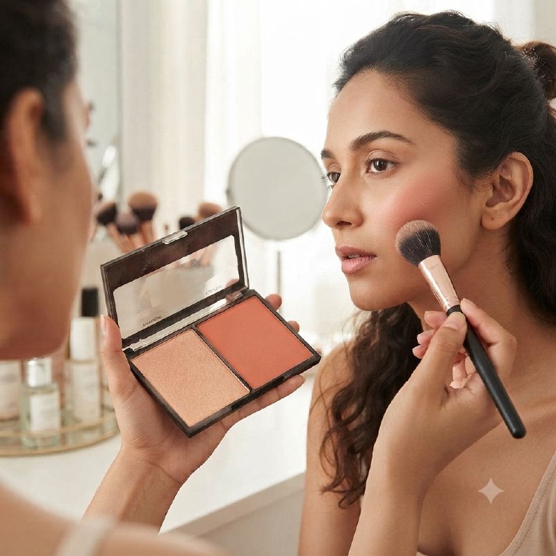 RUBOR EN PALETA CON ILUMINADOR ENRIQUECIDOS CON MICA DE ALTA CALIDAD BYS COSMETICS 12G