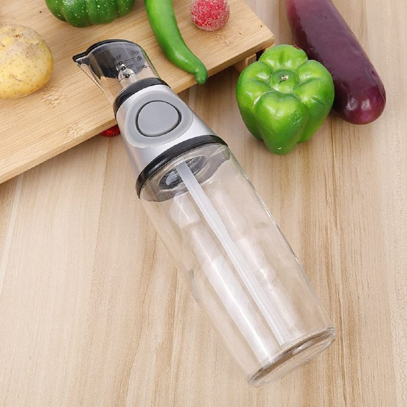 BOTELLA DISPENSADORA DE ACEITE Y VINAGRE, SEGURO PARA REFRIGERADOR O ESTANTE, MIDE LA CANTIDAD EXACTA DE ACEITE O VINAGRE QUE DESEE PRESS & MEASURE 500ML