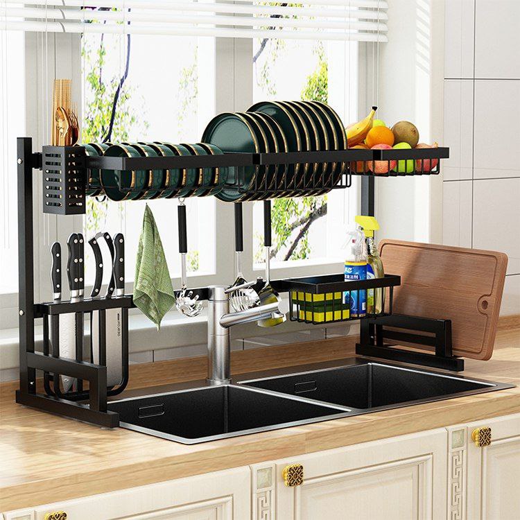 ESTANTE ORGANIZADOR Y ESCURRIDOR DE COCINA, SOBRE EL FREGADERO, ESTANTE DESMONTABLE DE SECADO DE PLATOS DE ACERO INOXIDABLE, FACIL DRENAJE GRAN CAPACIDAD HOME IMPLEMENTS KITCHEN 51X32X85CM