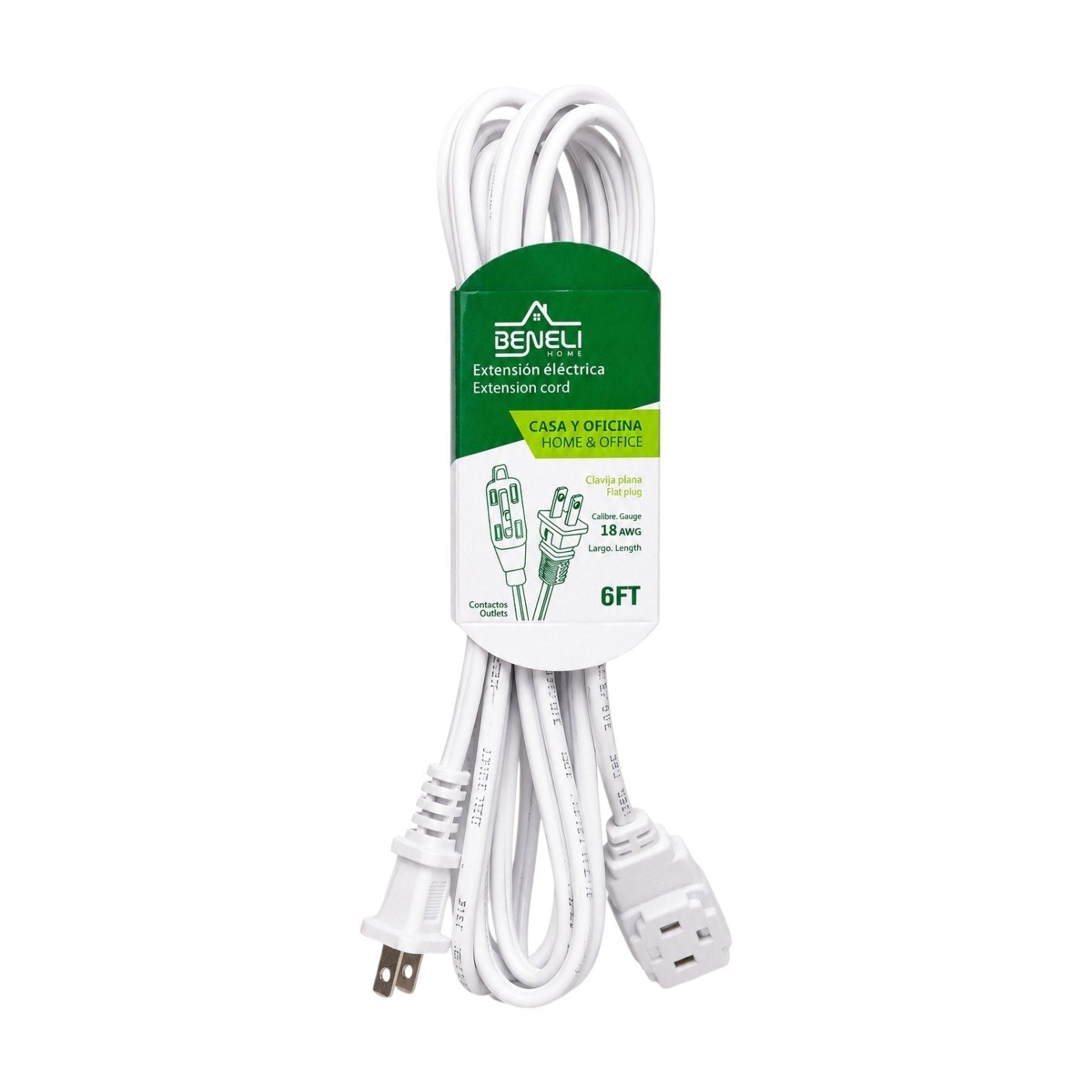 EXTENSIÓN ELÉCTRICA FLEXIBLE PARA HOGAR Y OFICINA BENELI HOME HOME & OFFICE EXTENSION CORD 182.88 CM