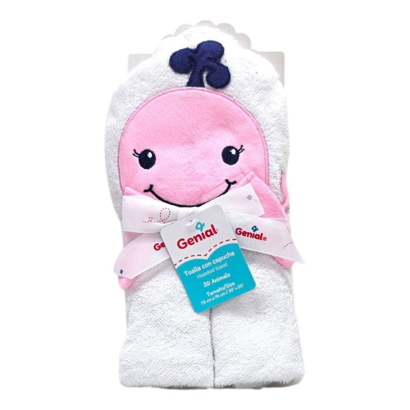 TOALLA DE BAÑO PARA BEBE CON CAPUCHA SUAVE Y ABSORBENTE GENIAL 76X76CM