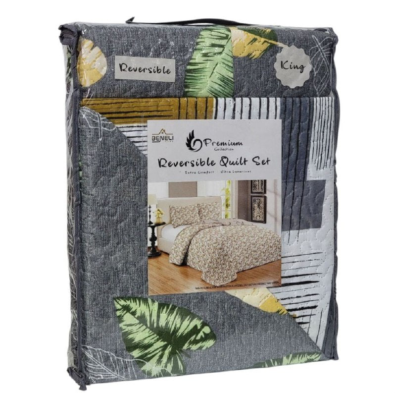 JUEGO DE SABANAS CAMERA TIPO EDREDON REVERSIBLE DE 3PCS KING BENELI HOME
