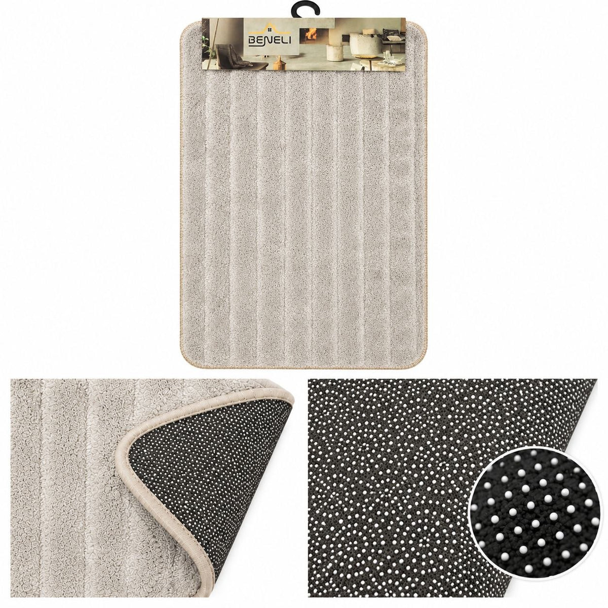 ALFOMBRA ACOLCHADA CON DISEÑO DE LÍNEAS BENELI HOME 59X40CM