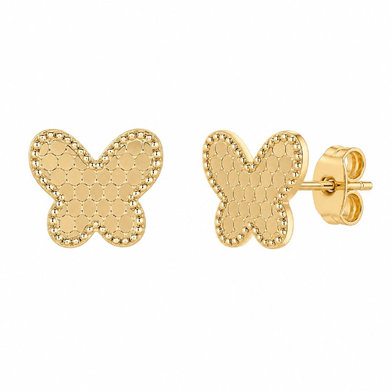 ARITOS DE ENCHAPE PARA DAMA CON DISEÑO DE MARIPOSA 0.8CM
