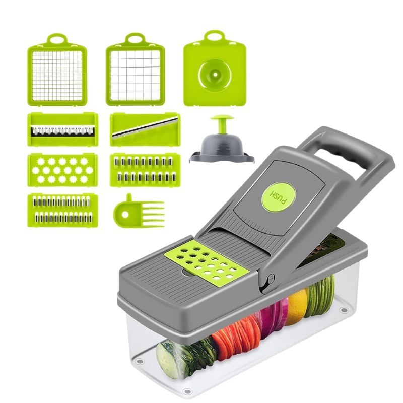 MAQUINA CHISMOLERA, 14 PIEZAS CORTADORA DE VERDURAS 14 EN 1 MULTIFUNCIONAL KITCHEN IDEAS VEGGIE SLICER 10X33.5X12.5CM