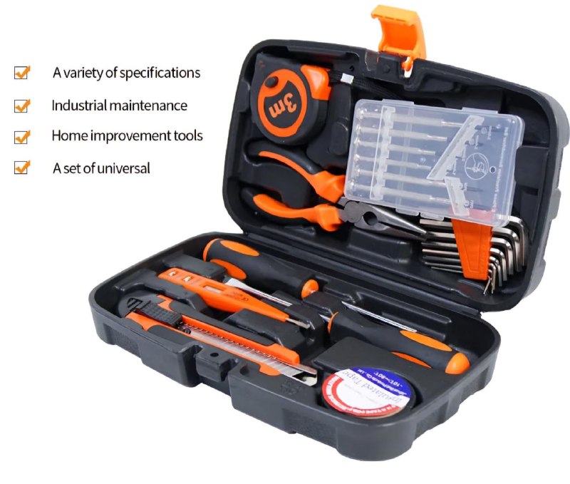 JUEGO DE HERRAMIENTAS PARA REPARACION DEL HOGAR CON CAJA DE ALMACENAMIENTO DE PLASTICO