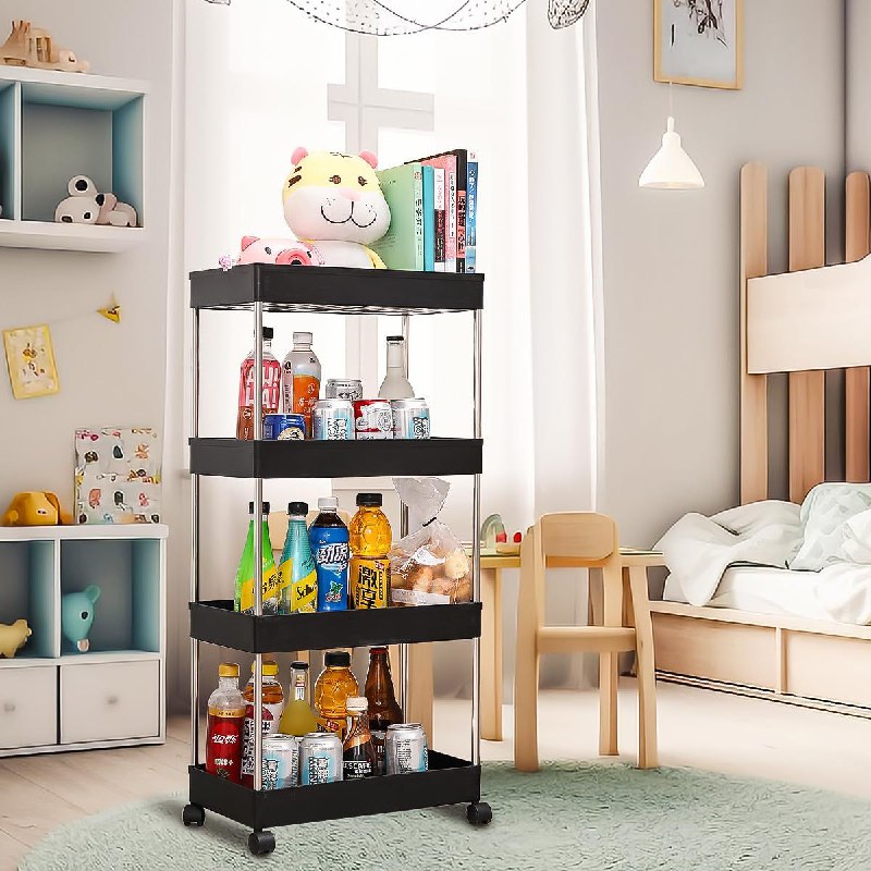 ORGANIZADOR CARRITO DE ALMACENAMIENTO MULTIFUNCIONAL DE 4 NIVELES CON RUEDAS BLOQUEABLES, ORGANIZADOR DE COCINA MULTI FUNCTIONAL STORAGE RACK, 2 COLORES 105X40X22CM
