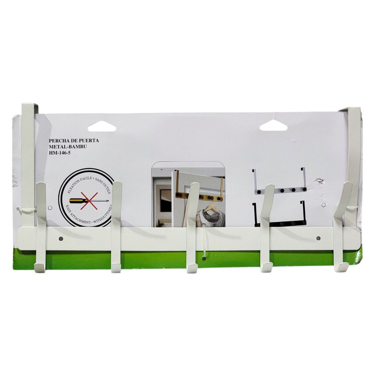 PERCHERO DE METAL PEQUEÑO DE 5 GANCHOS PARA PUERTA BENELI HOME 44X8X21CM