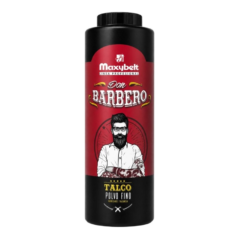 TALCO DE POLVO FINO REFRESCANTE CON FRAGANCIA MASCULINA PARA DESPUES DE AFEITAR O CORTAR EL PELO MAXYBELT 300G