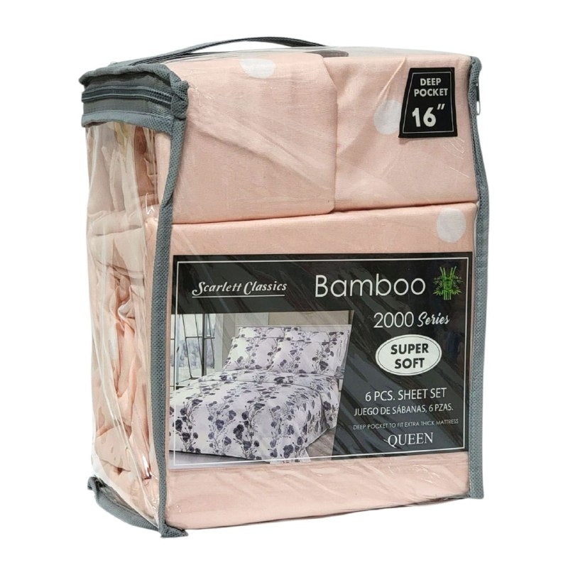 JUEGO DE SABANAS CAMERA DE 6 PIEZAS QUEEN SCARLETT CLASSICS BAMBOO, 54 ESTILOS