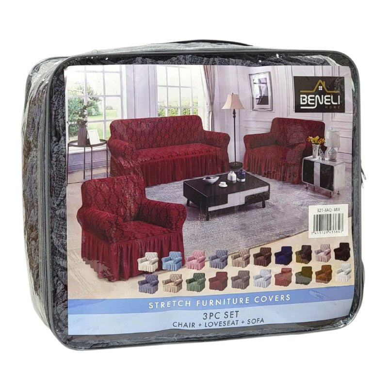 SET DE FORROS ELASTICOS DE MUEBLES, JUEGO DE 3 PIEZAS PARA MUEBLES VARIOS COLORES BENELI HOME