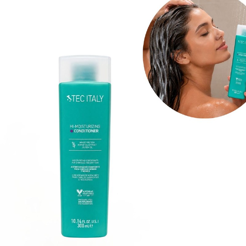 ACONDICIONADOR HIDRATANTE PARA CABELLO DAÑADO CON PROTEINA DE TRIGO EXTRACTO DE COLA DE CABALLO Y ACEITE DE JOJOBA TEC ITALY 300ML