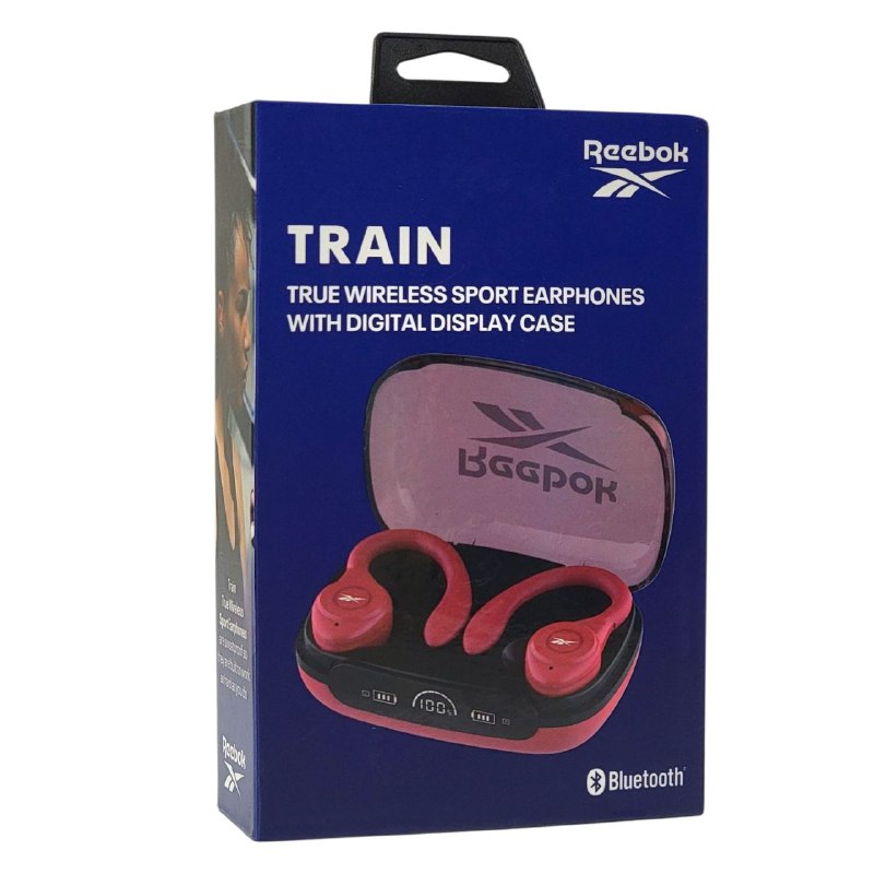 AUDIFONOS AURICULARES INALAMBRICOS DEPORTIVOS CON ESTUCHE CON PANTALLA DIGITAL, BATERIA 4.5H, 3 CARGAS ADICIONALES EN ESTUCHE REEBOK