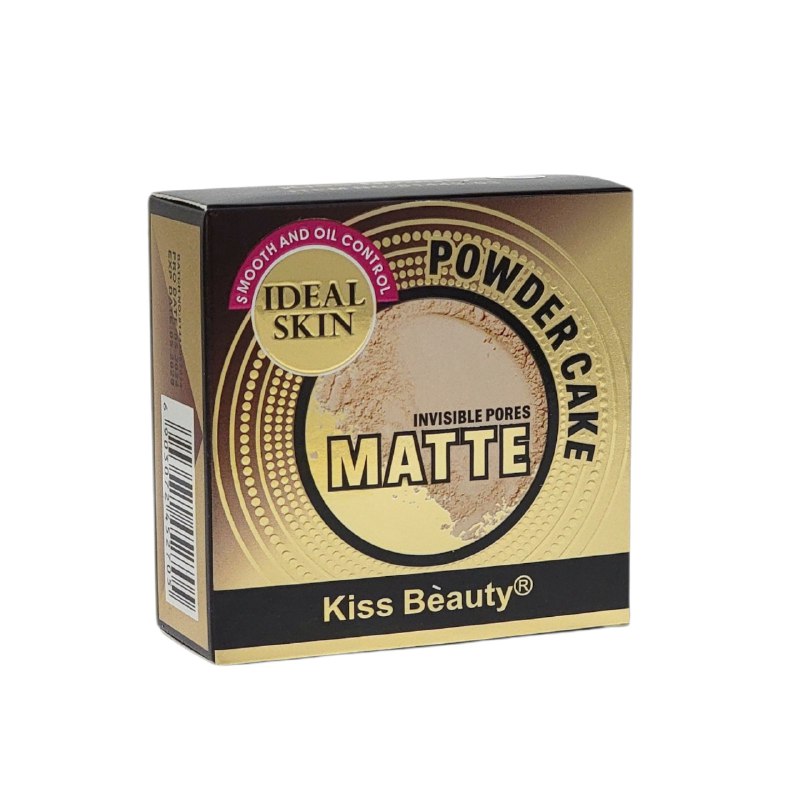 POLVO DE MAQUILLAJE COMPACTO MATTE NATURAL DE LARGA DURACION KISS BEAUTY 24G, 3 TONOS