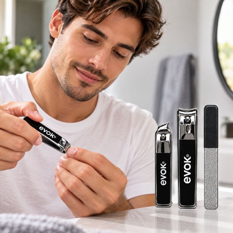 SET DE CUIDADO DE UÑAS PARA MANOS Y PIES CON ESTUCHE PARA HOMBRES EVOK 4PCS