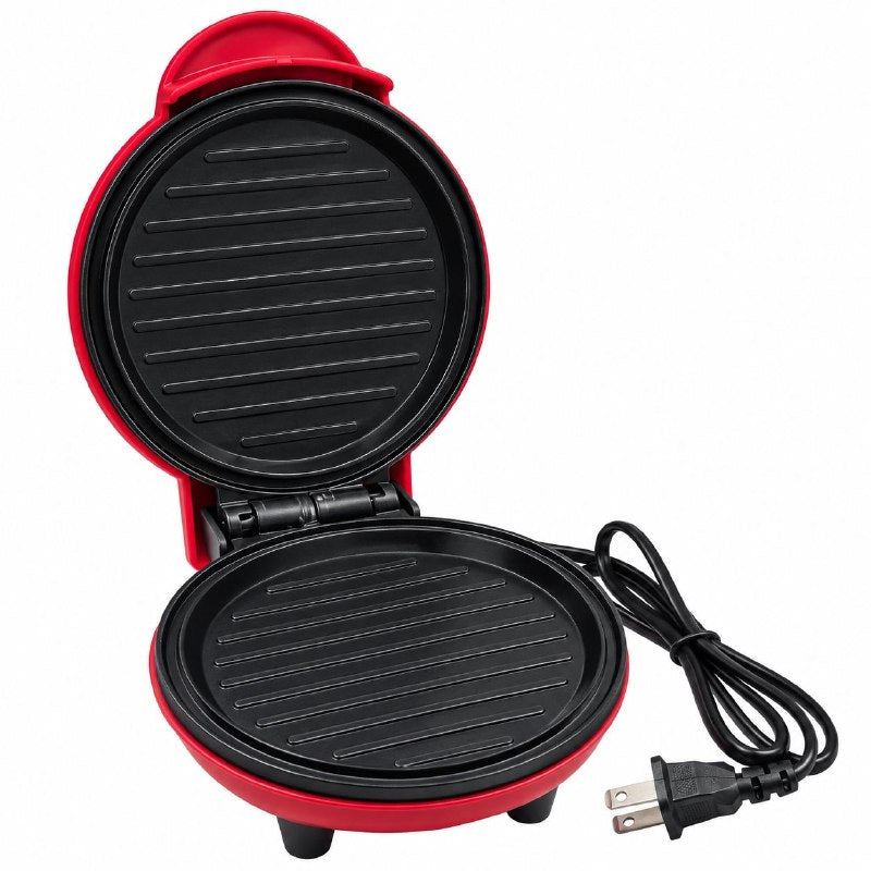 MAQUINA MINI PRENSA PARA WAFFLES, SANDWICH, PANINI Y DONAS COMPACTA ANTIADHERENTE DE ALUMINIO 16.5CM