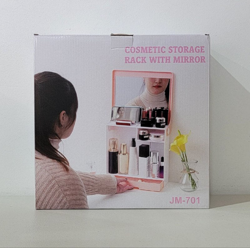 ORGANIZADOR DE MAQUILLAJE CON ESPEJO INTEGRADO GRAN CAPACIDAD