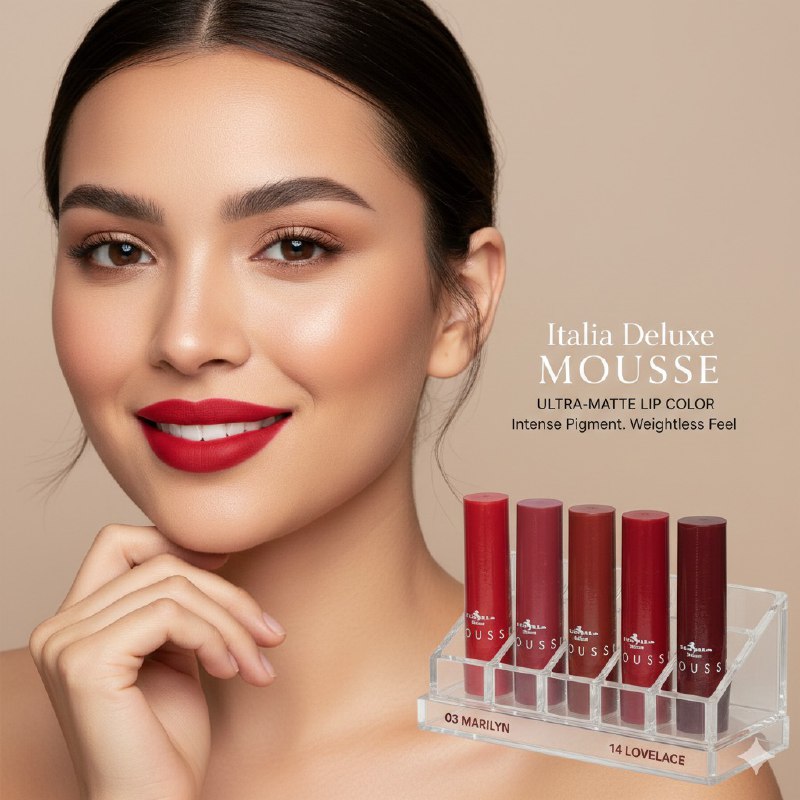 SET DE BRILLOS LABIALES MATTE ITALIA DELUX CALIENTE REDS TOP FIVE 3G