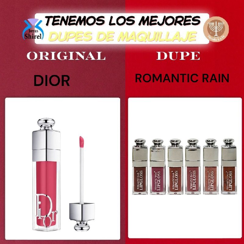 BRILLO LABIAL SUAVE Y RESISTENTE AL AGUA DE LARGA DURACION ROMANTIC RAIN (DUPE DE DIOR)