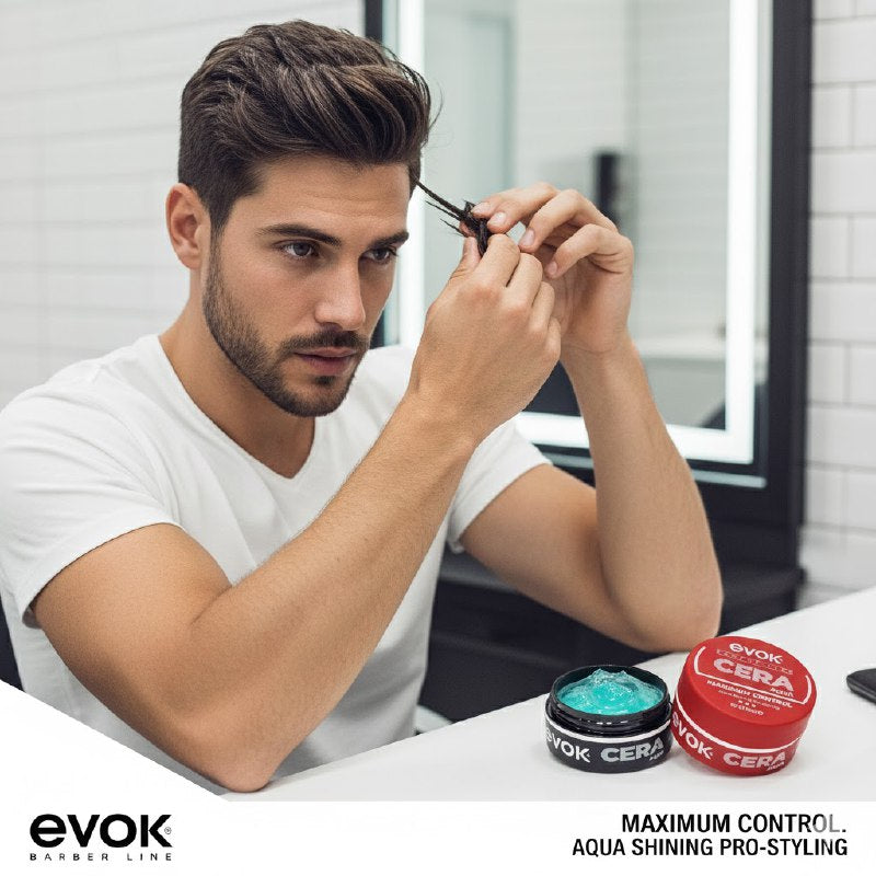 CERA PARA EL CABELLO DE MAXIMO CONTROL A BASE DE AGUA EVOK 150ML