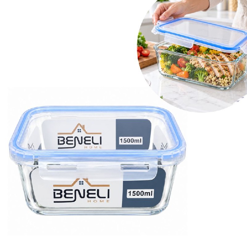 RECIPIENTE PANA PARA ALIMENTOS HERMETICO DE VIDRIO BENELI HOME 1500ML