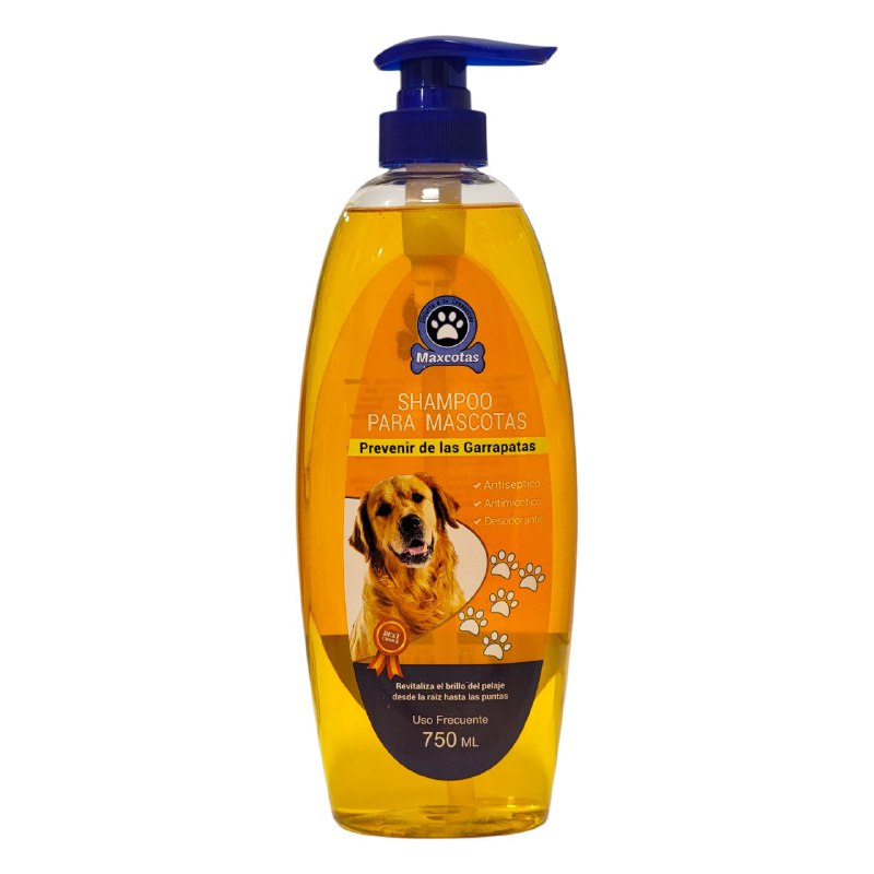 SHAMPOO PARA PERROS MEDICADO Y COSMETICO ANTIPULGAS Y ANTISEPTICO MAXCOTAS 750ML