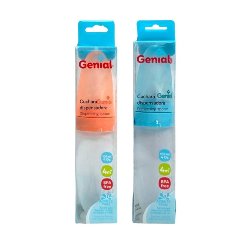 CUCHARA DE SILICONA DISPENSADORA DE ALIMENTOS PARA BEBES GENIAL 105ML