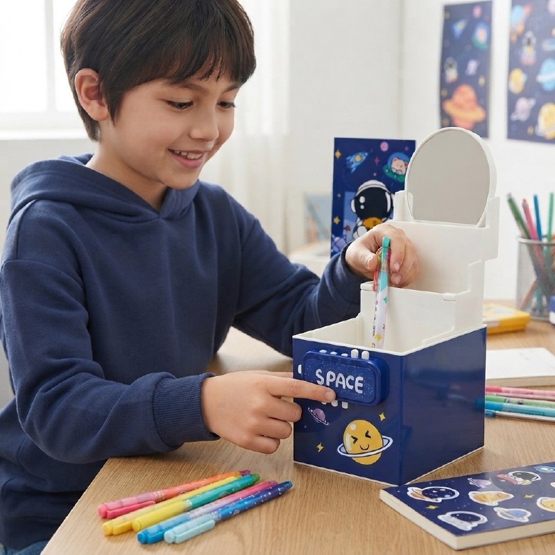 PORTALÁPICES ORGANIZADOR INFANTIL CON CERRADURA DE SEGURIDAD POR CONTRASEÑA 22 x 31 CM