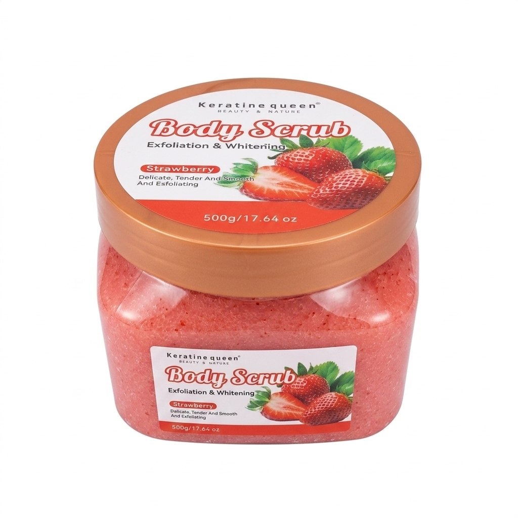 EXFOLIANTE CORPORAL CON AROMA A FRESA LIMPIAR, SUAVIZAR Y MEJORAR LA TEXTURA DE LA PIEL KERATINE QUEEN BODY SCRUB 500GM